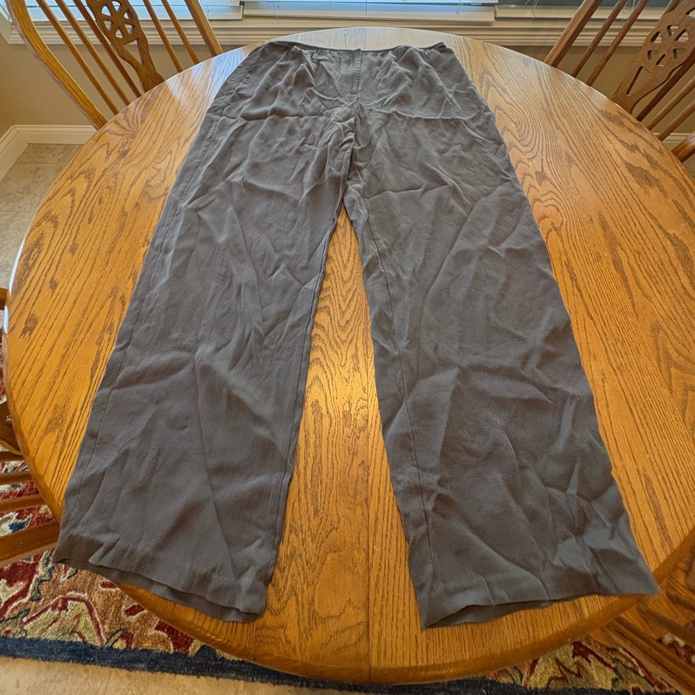 Eileen Fisher Woman Silk Taupe Wide Leg High Waist Pants size 2X No Pockets